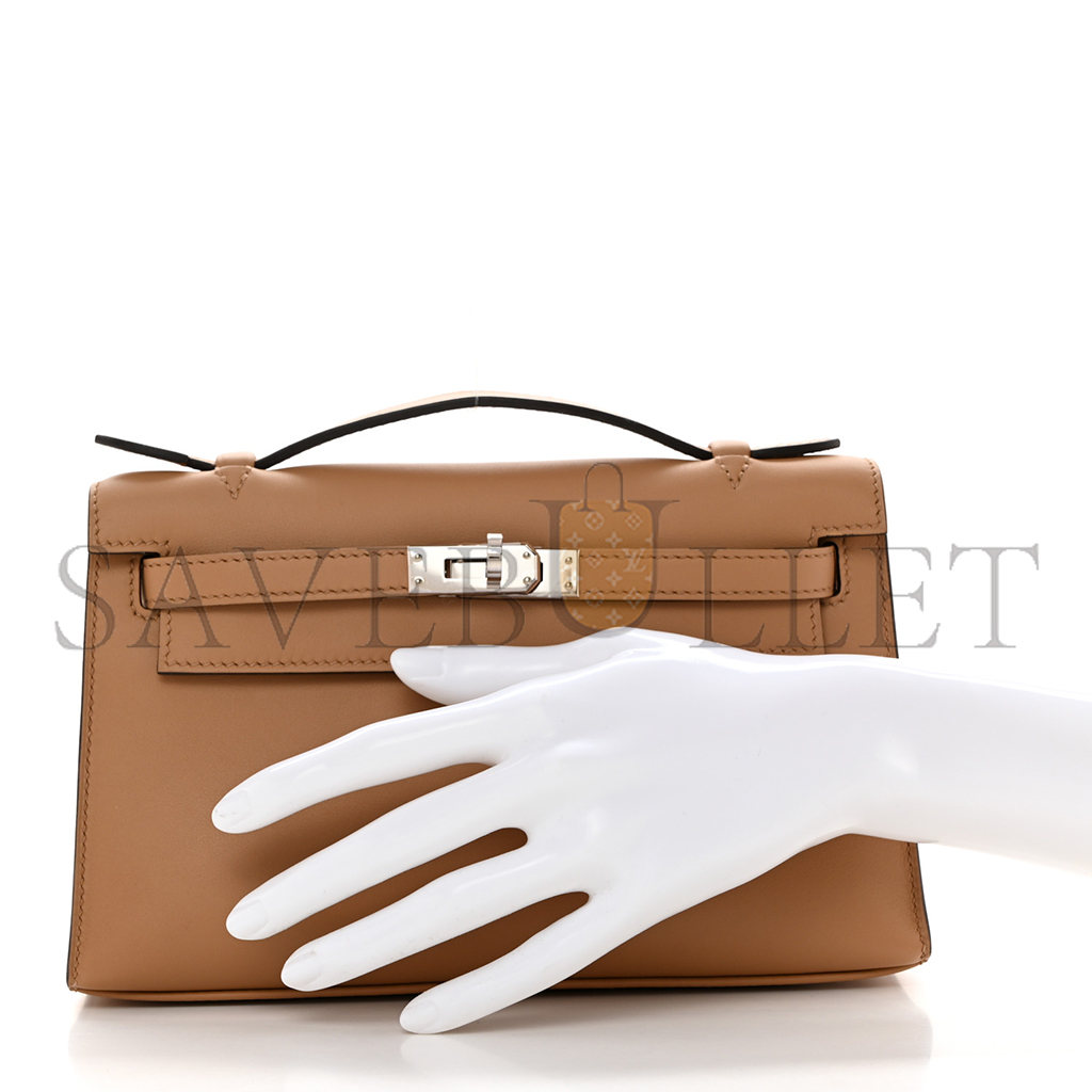 HERMÈS KELLY POCHETTE CHAI SWIFT PALLADIUM HARDWARE (22*14*7cm) 